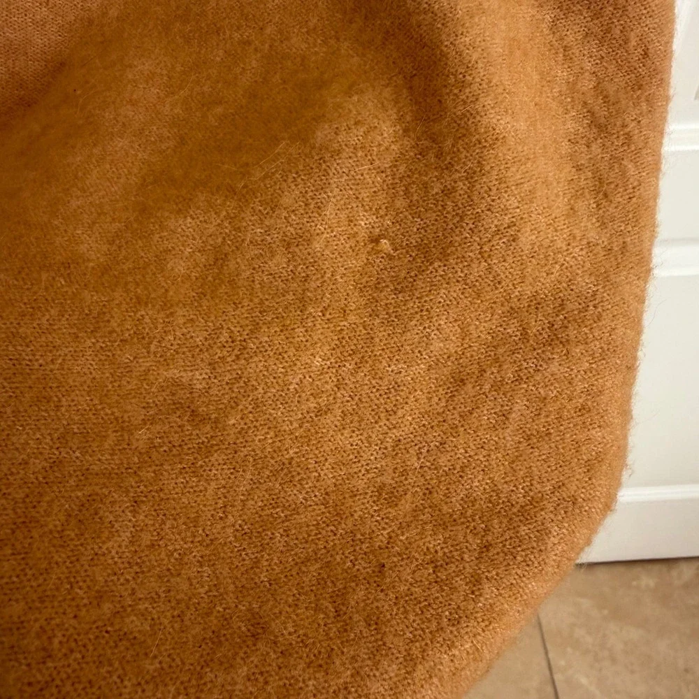 Free People Brookside Sweater Camel Brown Wool Alpaca Mock Neck Oversized Small